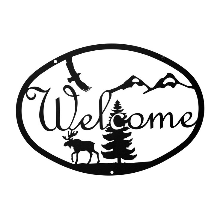 Moose & Eagle Metal Welcome Sign - Medium