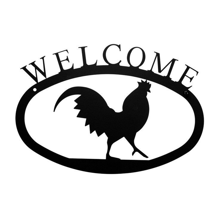 Rooster Metal Welcome Sign - Large