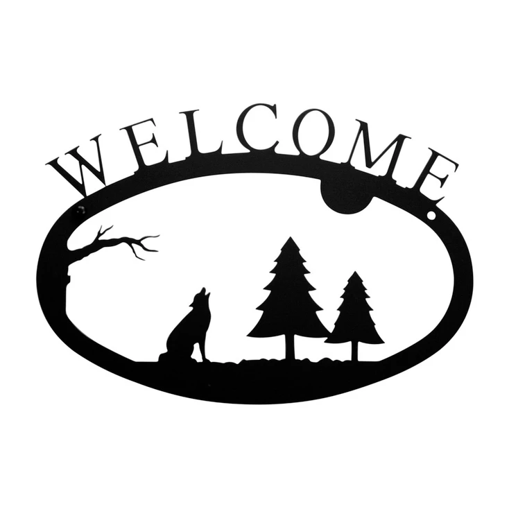 Timber Wolf Metal Welcome Sign - Large