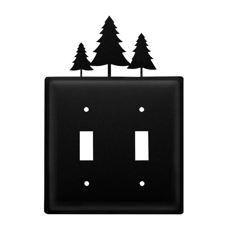 Pine Trees Double Toggle Metal Switch Plate Cover