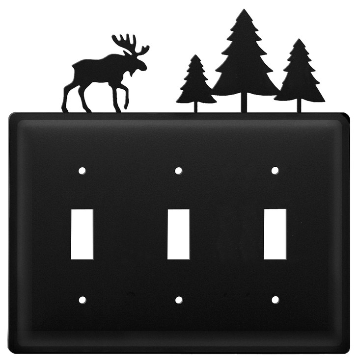 Moose & Pine Trees Triple Toggle Metal Switch Plate Cover