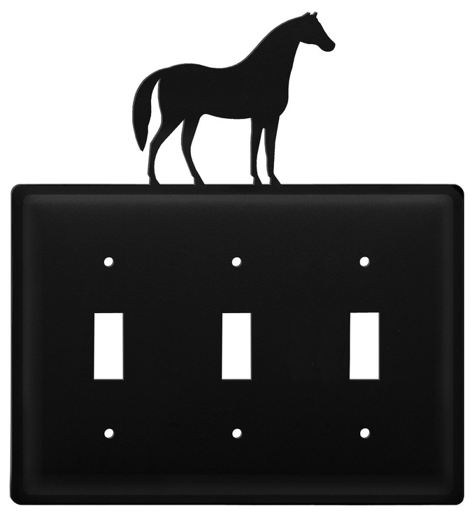 Horse Triple Toggle Metal Switch Plate Cover