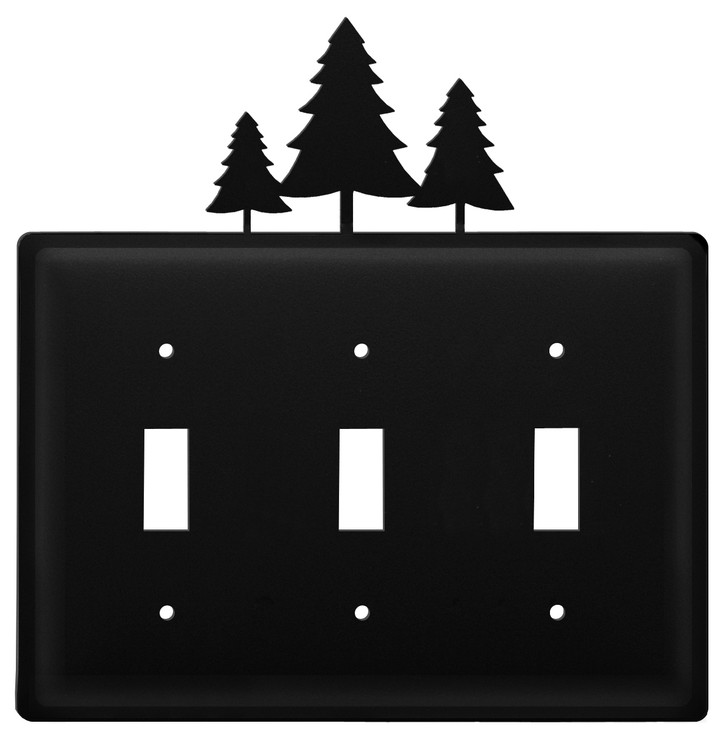 Pine Trees Triple Toggle Metal Switch Plate Cover