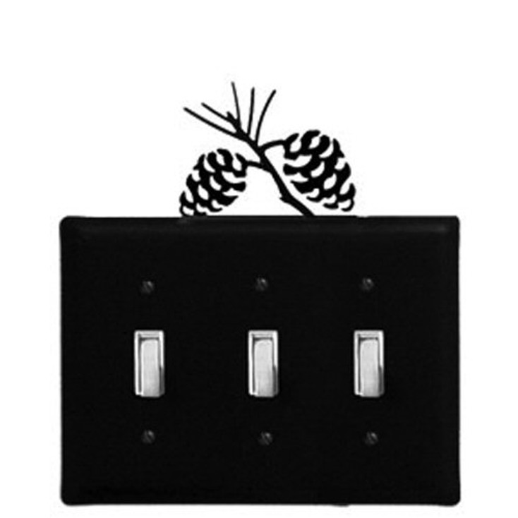 Pinecone Triple Toggle Metal Switch Plate Cover