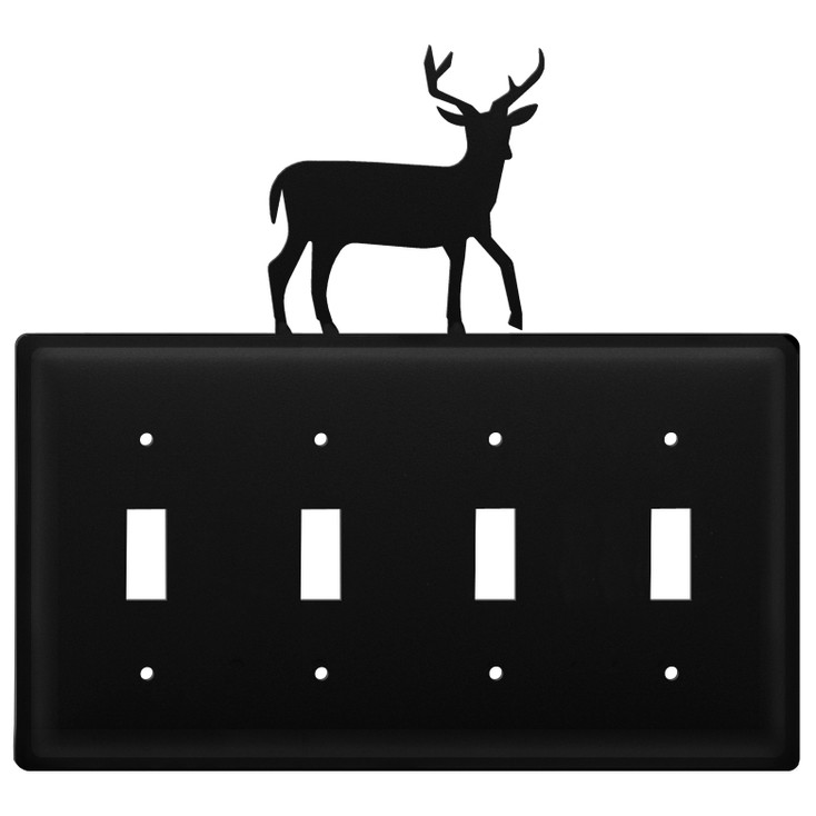 Deer Quad Toggle Metal Switch Plate Cover