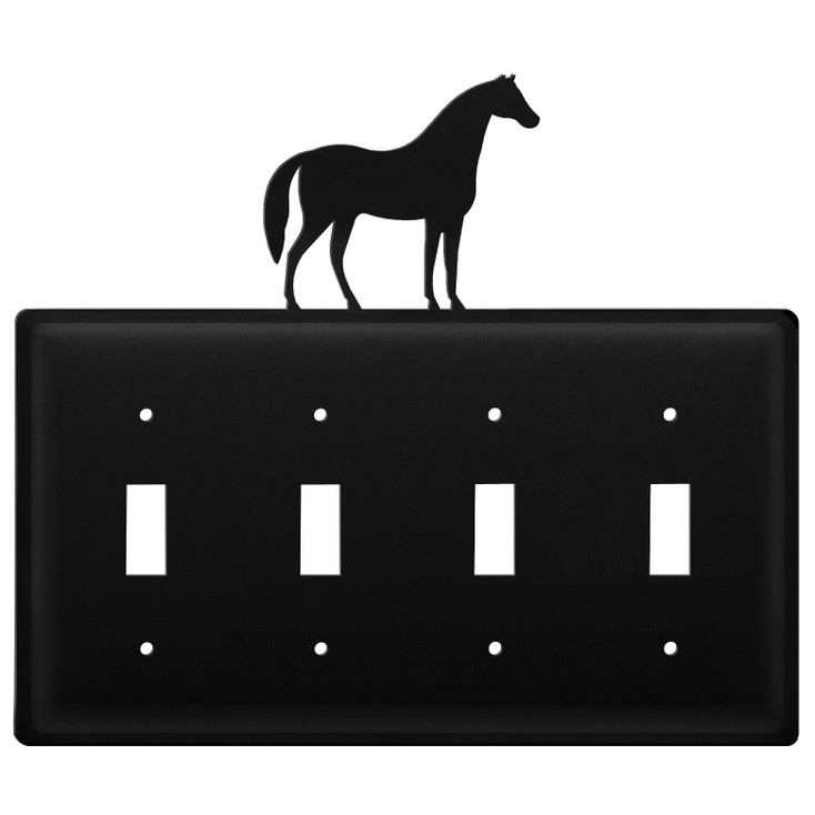 Horse Quad Toggle Metal Switch Plate Cover