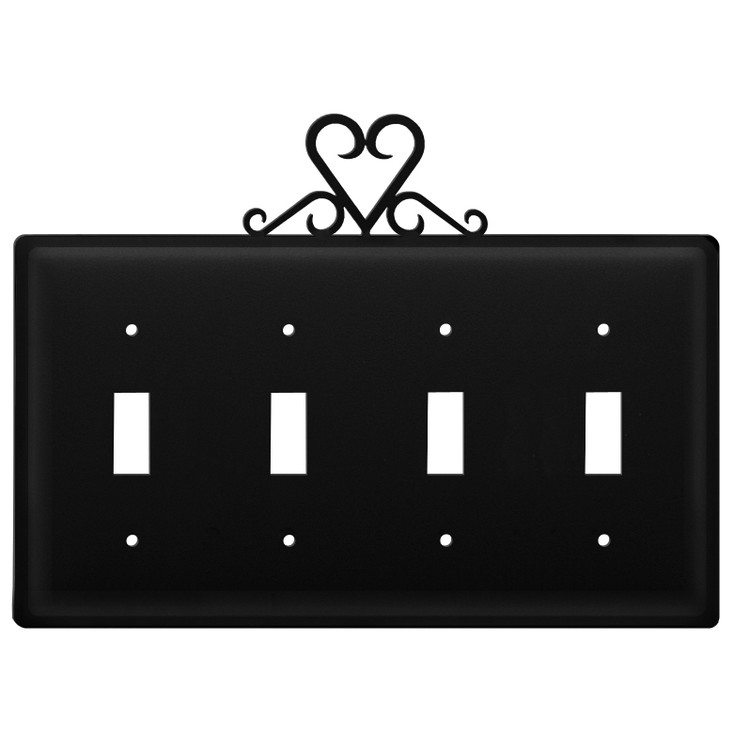 Heart Quad Toggle Metal Switch Plate Cover