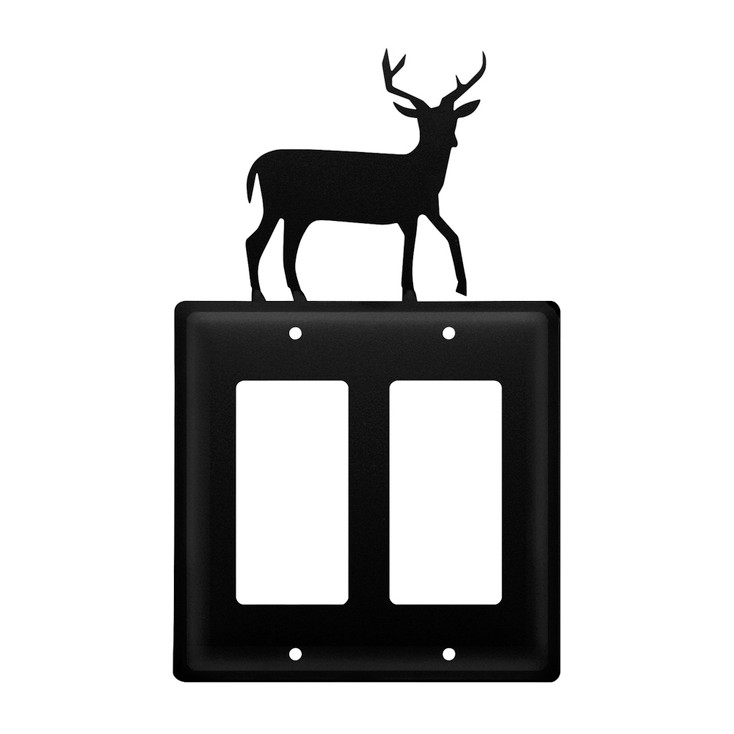 Deer Double Rocker (GFCI) Metal Switch Plate Cover