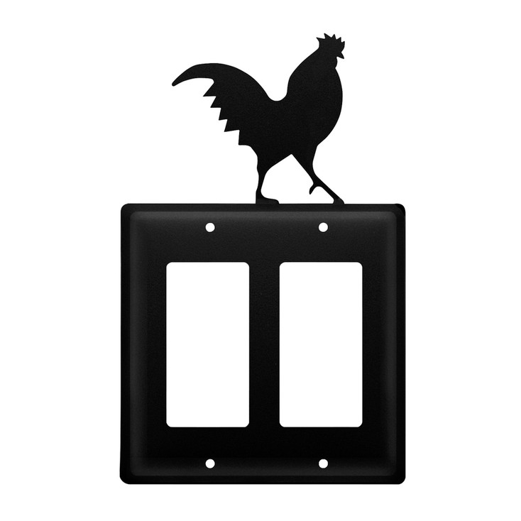 Rooster Double Rocker (GFCI) Metal Switch Plate Cover