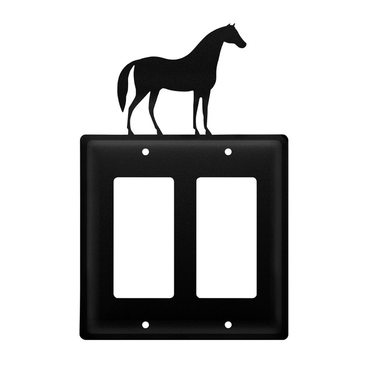 Horse Double Rocker (GFCI) Metal Switch Plate Cover