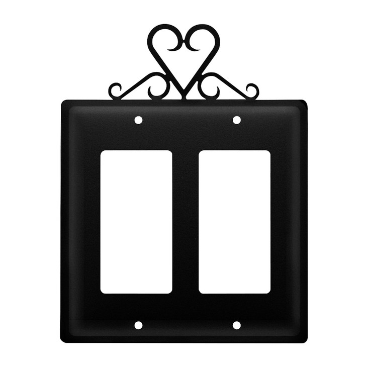 Heart Double Rocker (GFCI) Metal Switch Plate Cover