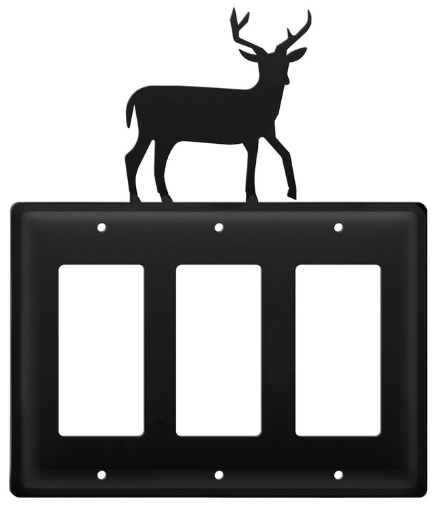 Deer Triple Rocker (GFCI) Metal Switch Plate Cover