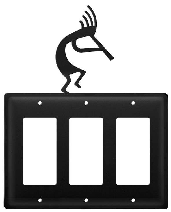 Kokopelli Triple Rocker (GFCI) Metal Switch Plate Cover