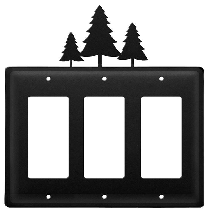 Pine Trees Triple Rocker (GFCI) Metal Switch Plate Cover