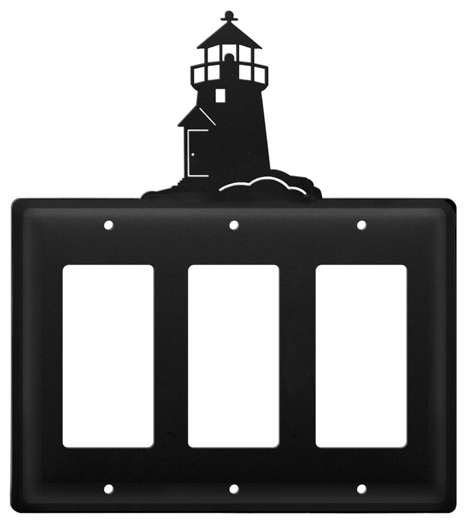 Lighthouse Triple Rocker (GFCI) Metal Switch Plate Cover