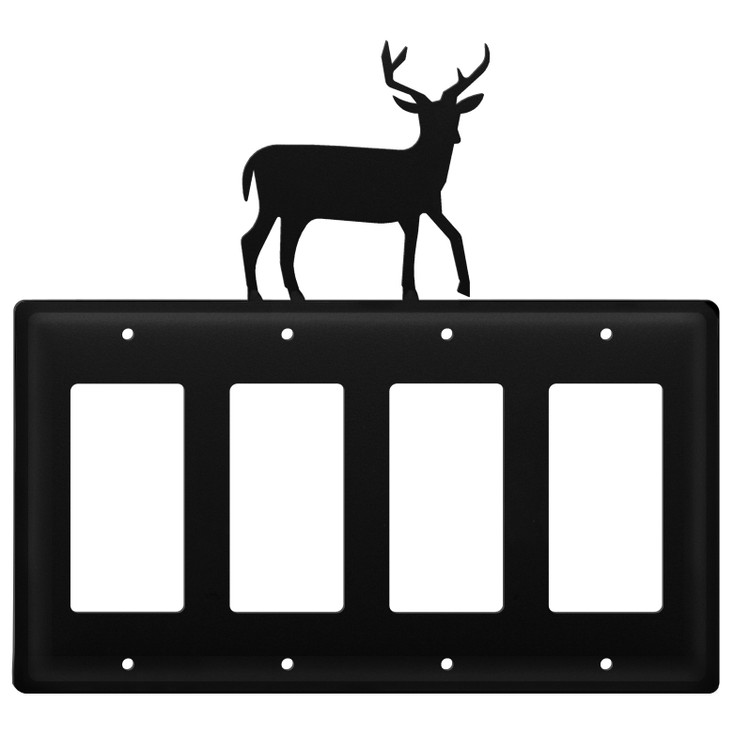 Deer Quad Rocker (GFCI) Metal Switch Plate Cover