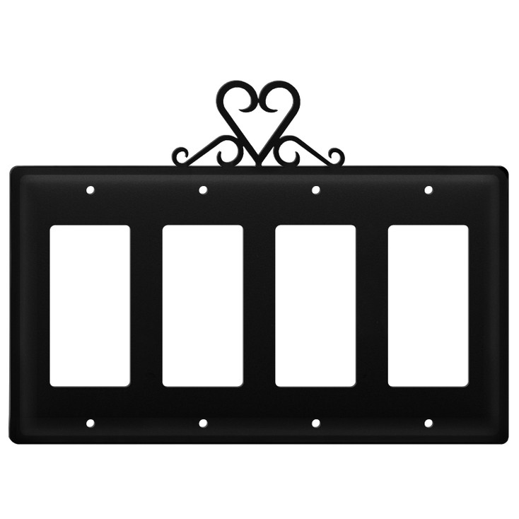 Heart Quad Rocker (GFCI) Metal Switch Plate Cover