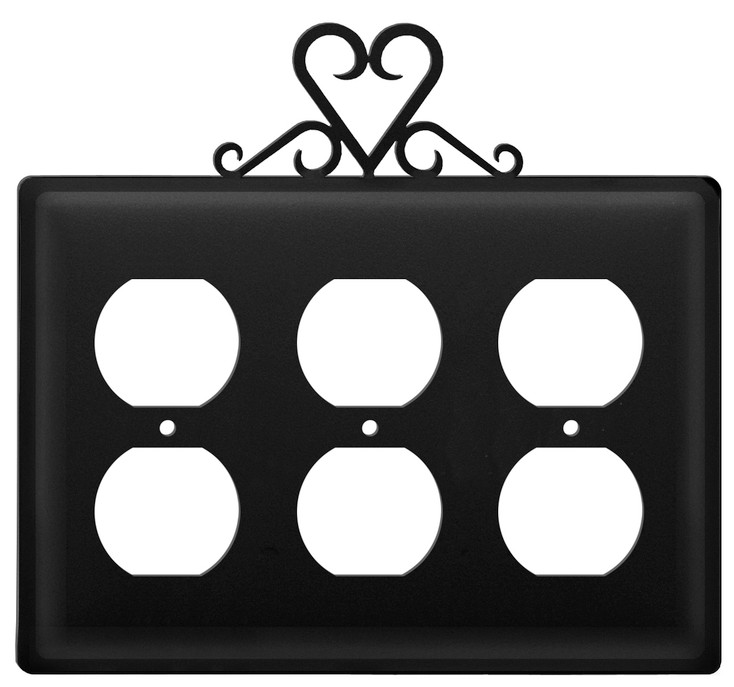 Heart Triple Metal Outlet Cover