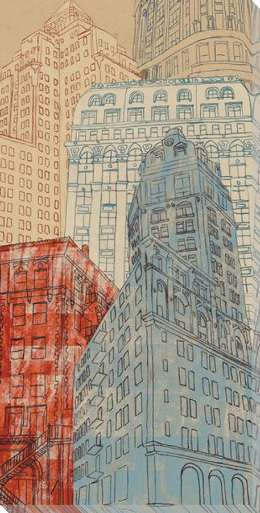 Tall Buildings Cityscape I Wrapped Canvas Giclee Print Wall Art