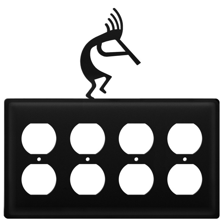 Kokopelli Quad Metal Outlet Cover