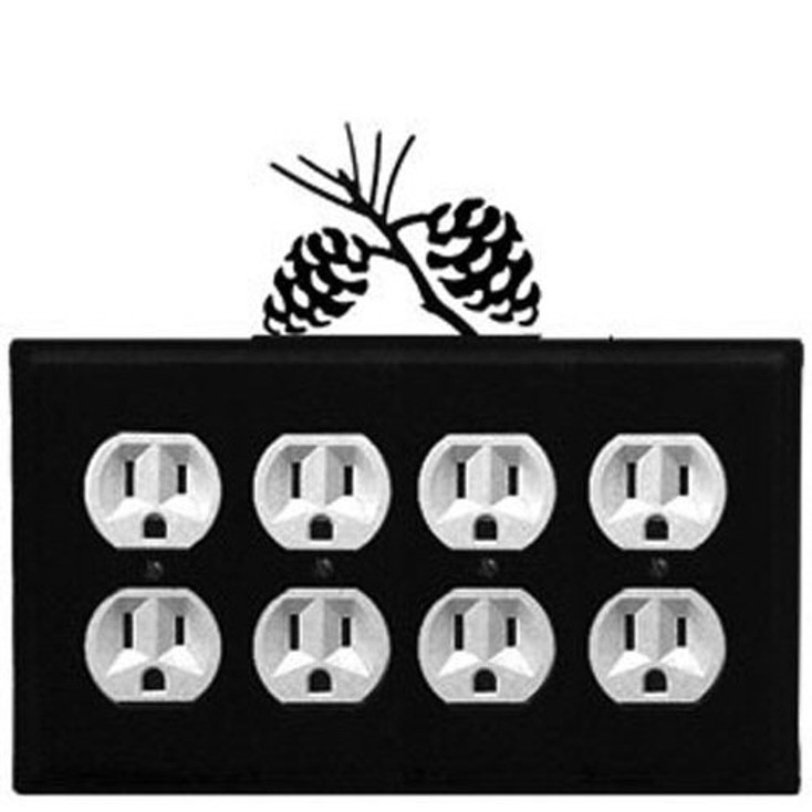 Pinecone Quad Metal Outlet Cover