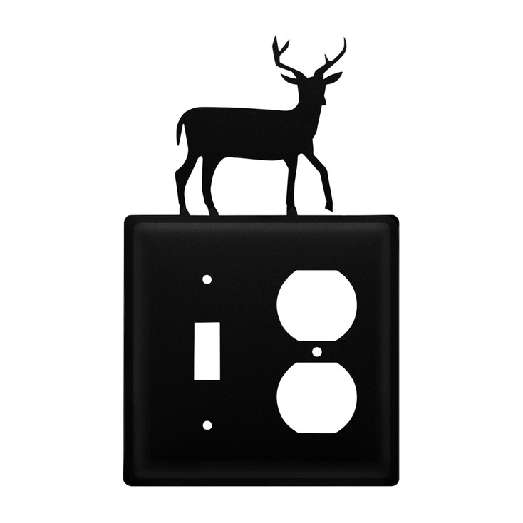 Double Combo Deer Single Switch & Single Outlet Metal Switch Plate Cover
