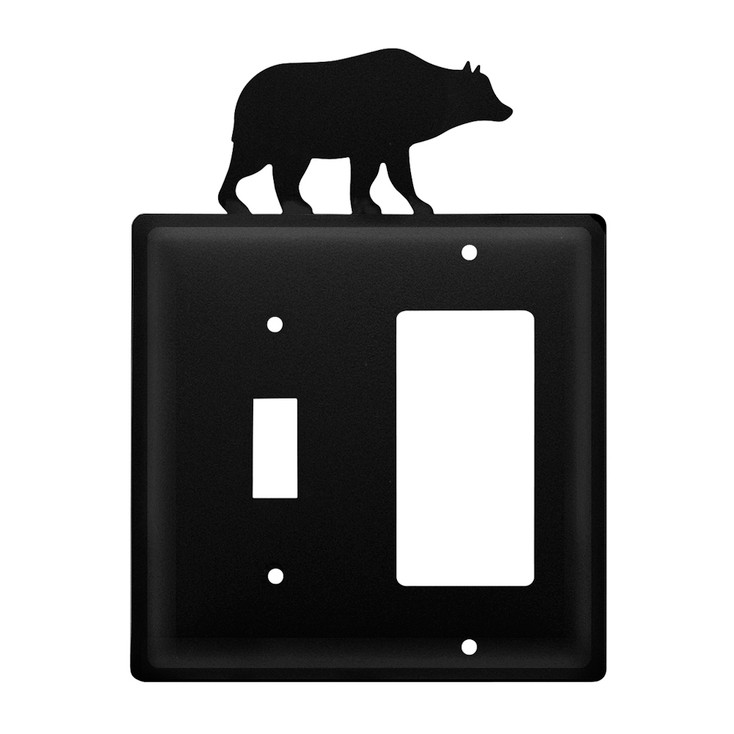 Double Combo Bear Single Switch & Single Rocker (GFCI) Metal Switch Plate Cover