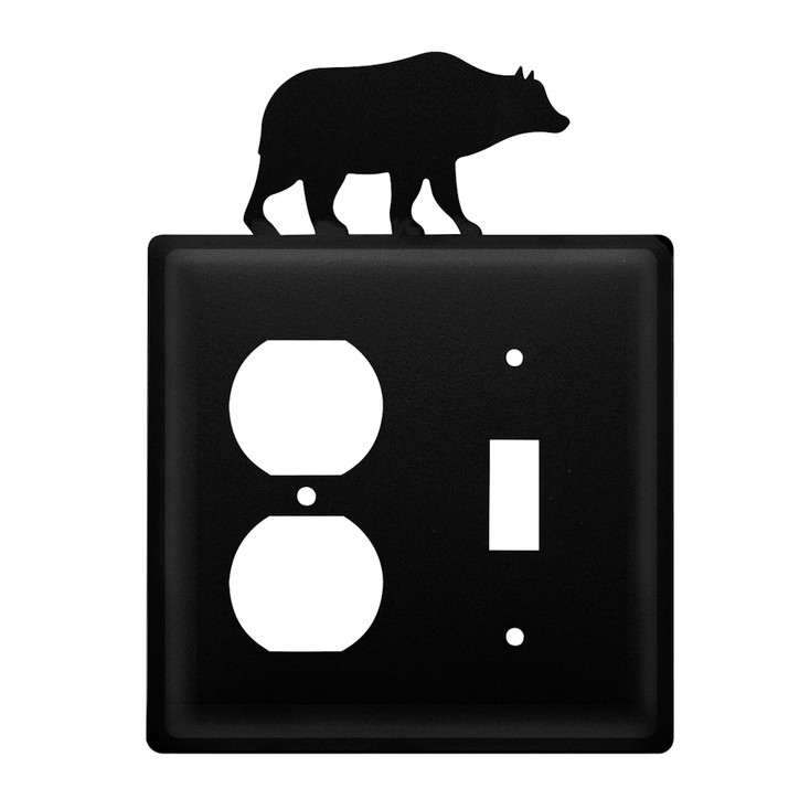 Double Combo Bear Single Outlet & Single Switch Metal Switch Plate Cover