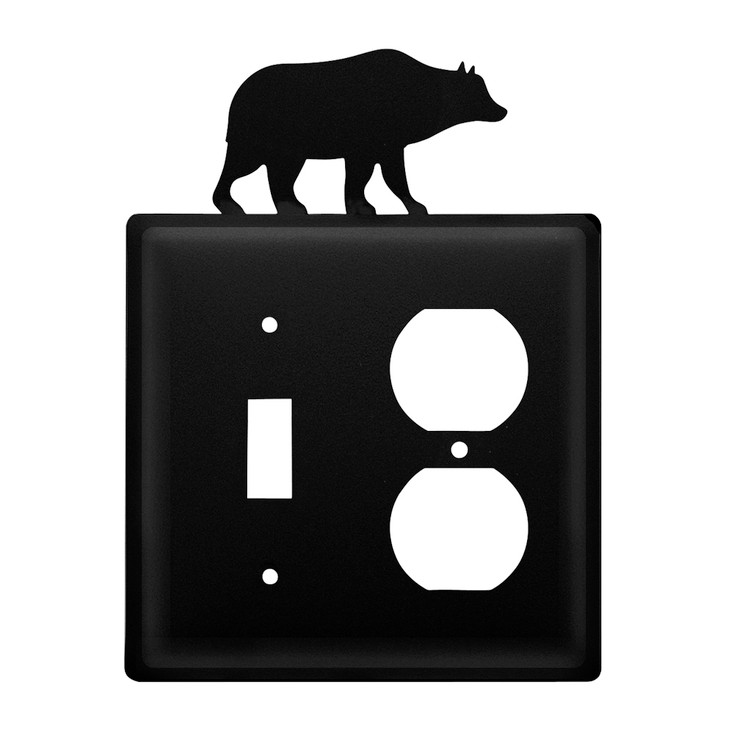 Double Combo Bear Single Switch & Single Outlet Metal Switch Plate Cover