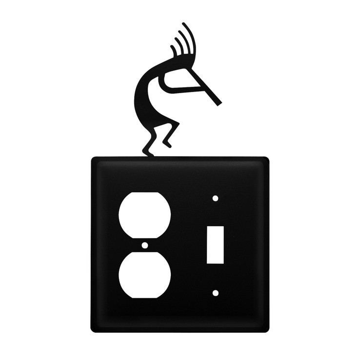 Double Combo Kokopelli Single Outlet & Single Switch Metal Switch Plate Cover