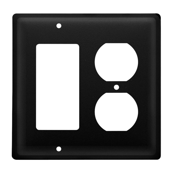 Double Combo Plain Single Rocker (GFCI) & Single Outlet Metal Switch Plate Cover