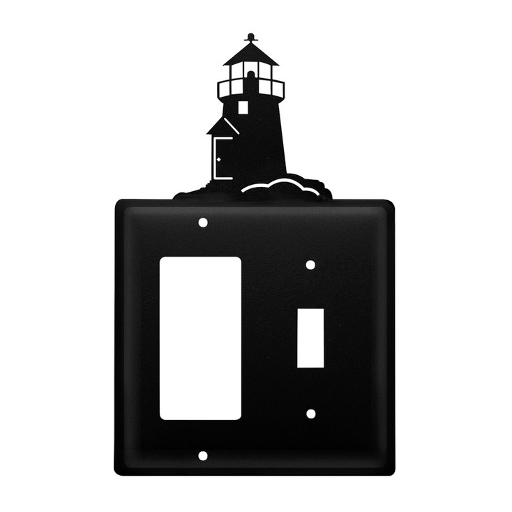 Double Combo Lighthouse Single Rocker (GFCI) & Single Switch Metal Switch Plate Cover
