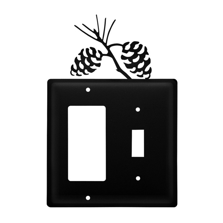 Double Combo Pinecone Single Rocker (GFCI) & Single Switch Metal Switch Plate Cover