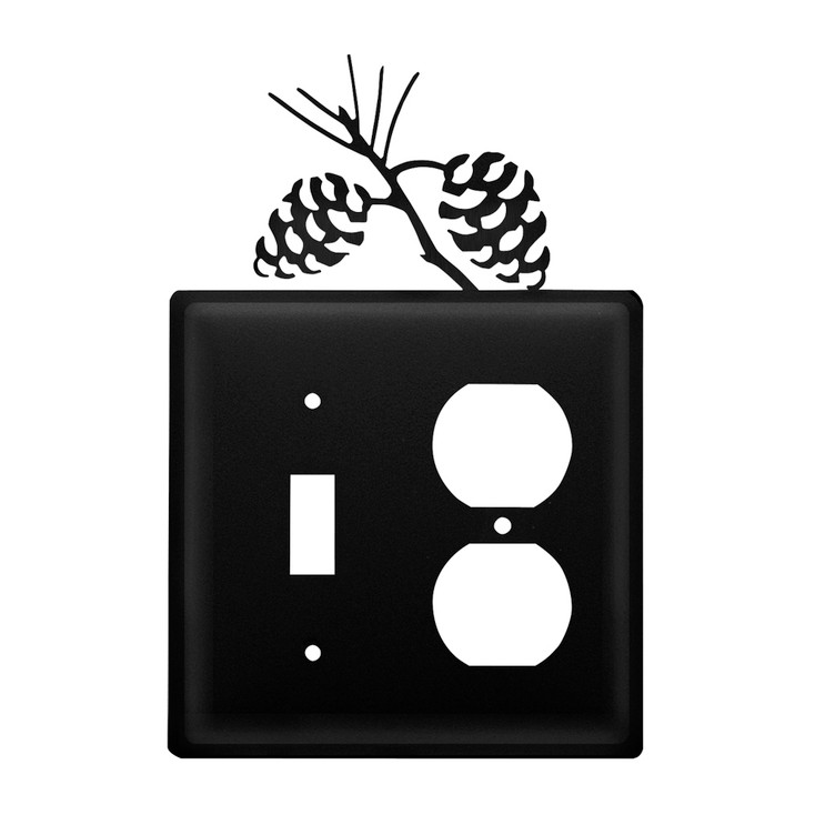 Double Combo Pinecone Single Switch & Single Outlet Metal Switch Plate Cover