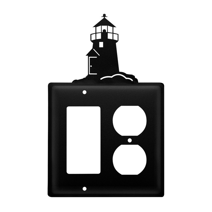 Double Combo Lighthouse - Single Rocker (GFCI) & Single Outlet Metal Switch Plate Cover
