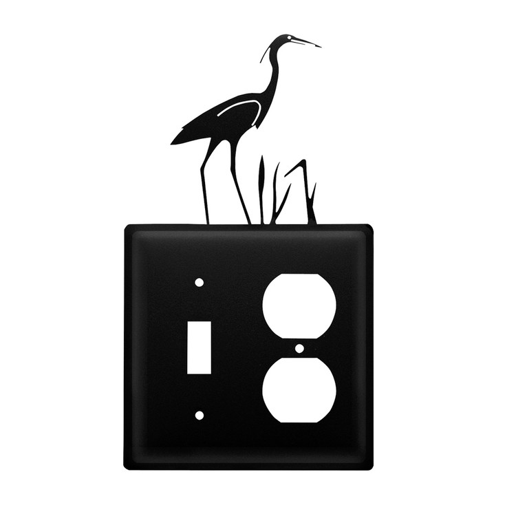 Double Combo Heron Single Switch & Single Outlet Metal Switch Plate Cover