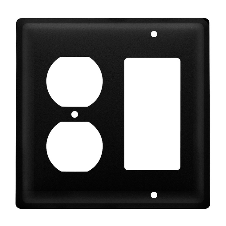 Double Combo Plain Single Outlet & Single Rocker (GFCI) Metal Switch Plate Cover