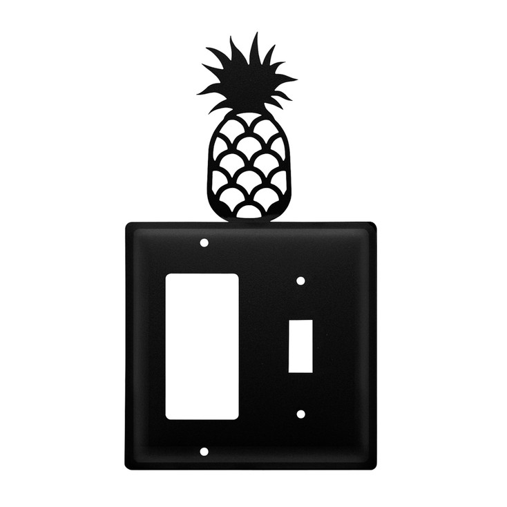 Double Combo Pineapple Single Rocker (GFCI) & Single Switch Metal Switch Plate Cover