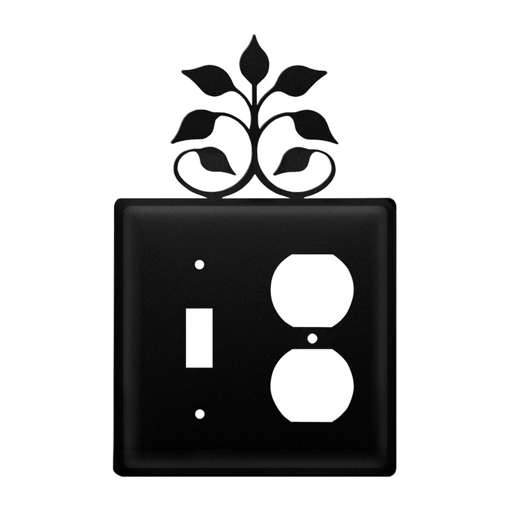 Double Combo Leaf Fan Single Switch & Single Outlet Metal Switch Plate Cover