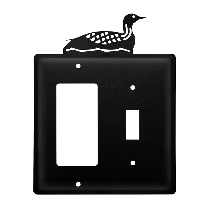 Double Combo Loon Single Rocker (GFCI) & Single Switch Metal Switch Plate Cover