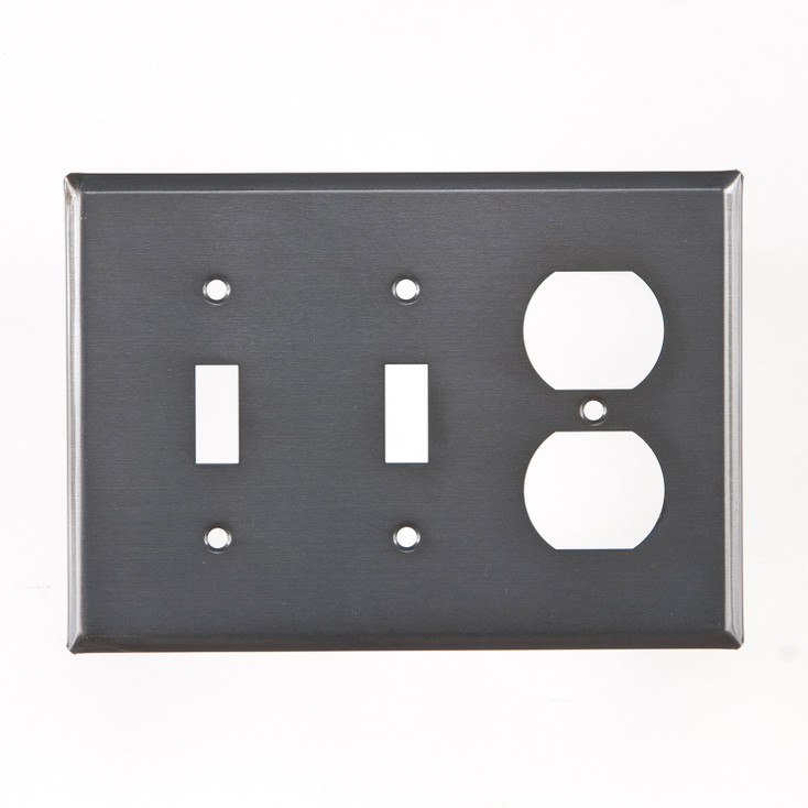 Triple Combo Plain Double Toggle & Single Outlet Tin Switch Plate Cover in Country Tin
