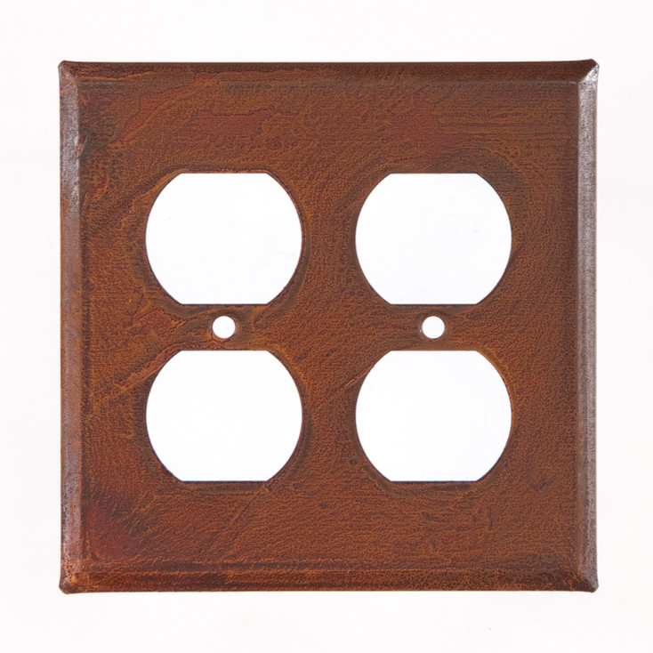 Plain Double Tin Outlet Cover in Rustic Tin