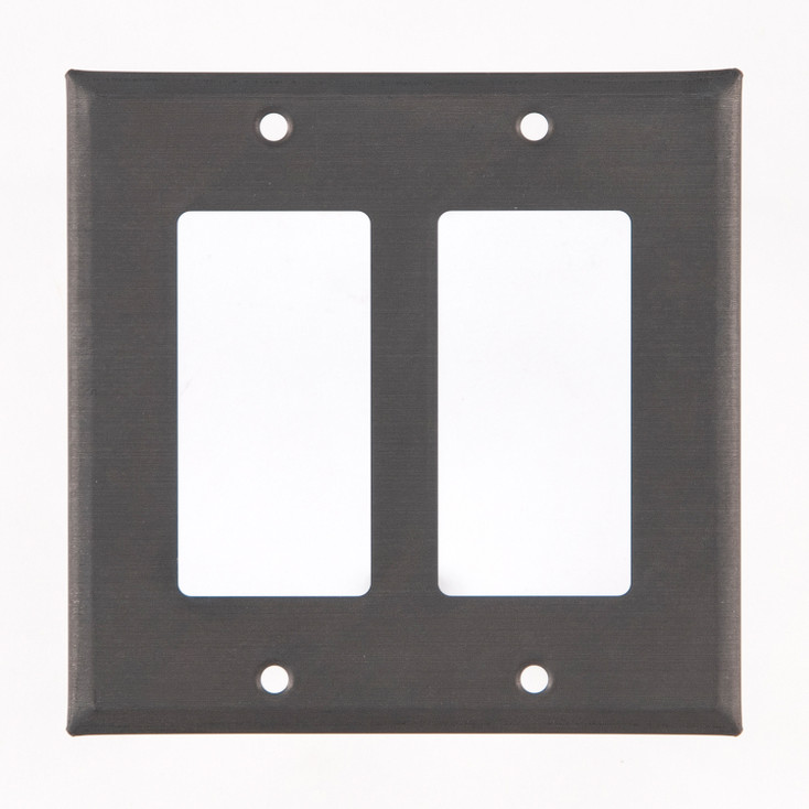 Plain Double Rocker (GFCI) Tin Switch Plate Cover in Blackened Tin