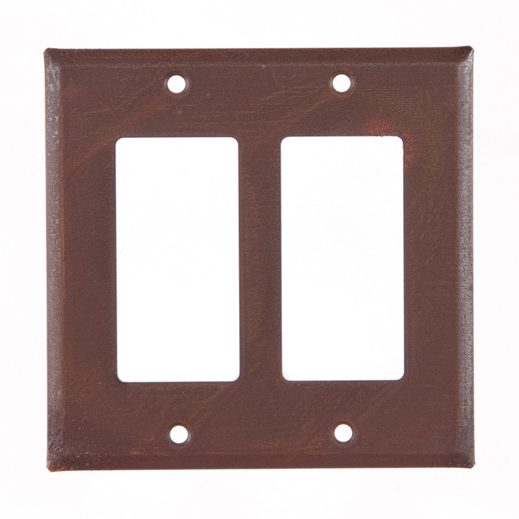 Plain Double Rocker (GFCI) Tin Switch Plate Cover in Rustic Tin