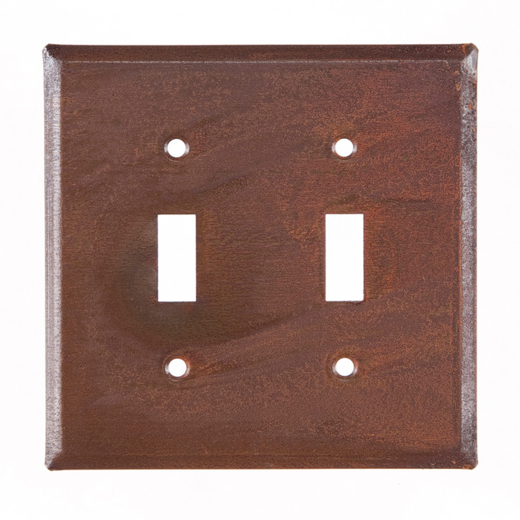 Plain Double Toggle Tin Switch Plate Cover in Rustic Tin