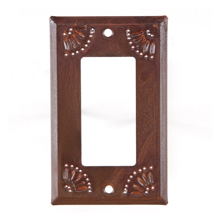 Chisel Punched Single Rocker (GFCI) Tin Switch Plate Cover in Rustic Tin