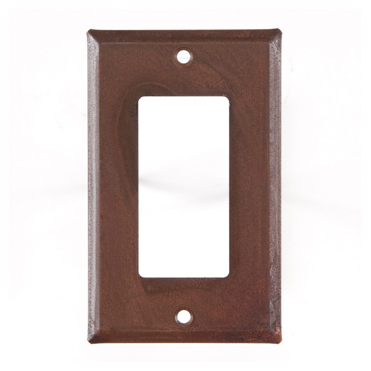 Plain Single Rocker (GFCI) Tin Switch Plate Cover in Rustic Tin