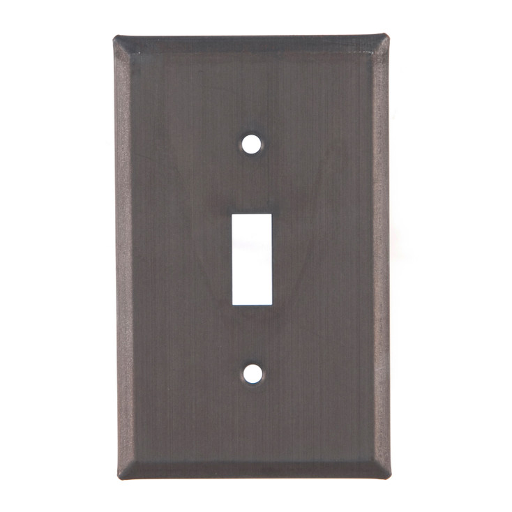 Plain Single Toggle Tin Switch Plate Cover in Blackened Tin