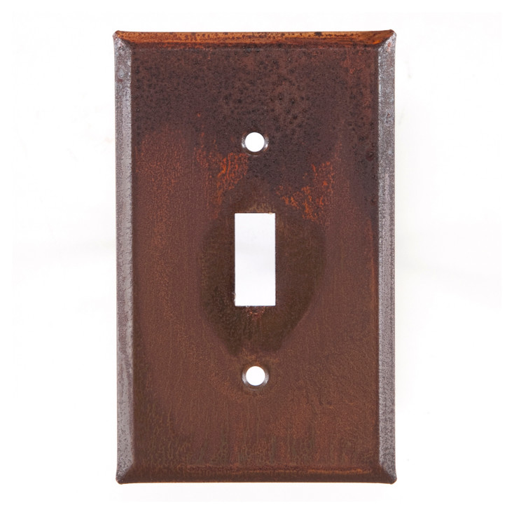 Plain Single Toggle Tin Switch Plate Cover in Rustic Tin