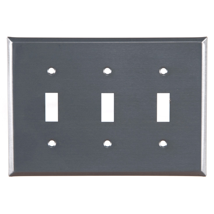 Plain Triple Toggle Tin Switch Plate Cover in Country Tin